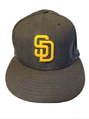Men's San Diego Padres Wool New Era Brown On Field 59Fifty Fitted Hat Sz 7 3/8